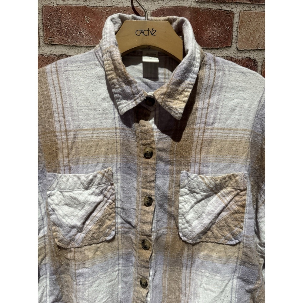 Passport Womens Plaid Long Slv Collared Button Down Shirt W/ Pockets 100% Cotton - Picture 3 of 6